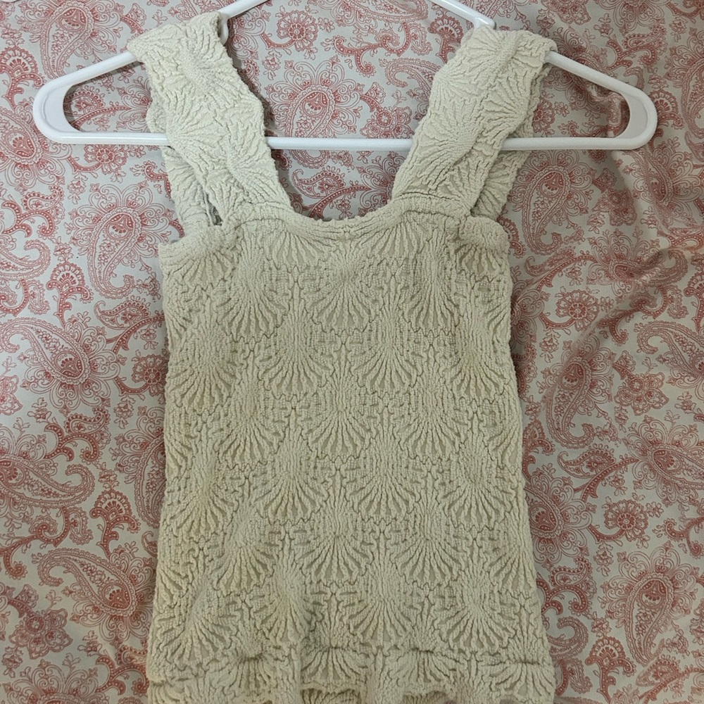 FP Movement by Free People Cream Textured Tank Top